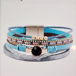 A Girl Thing Multi-Layer Bracelet - Black and Blue